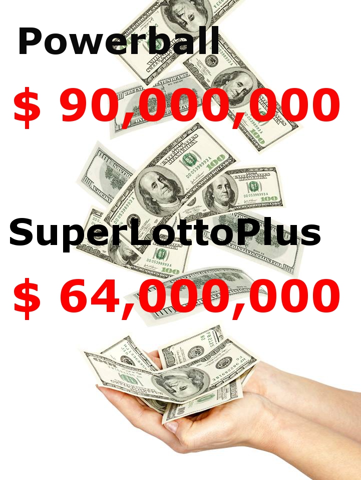 Powerball 90 mil SuperLottoPlus 64 mil